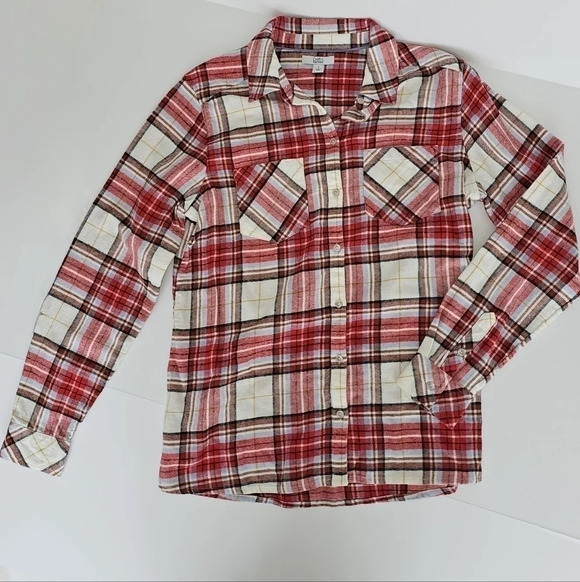 Red and Cream Plaid Flannel Shirt NWT - Picture 2 of 4